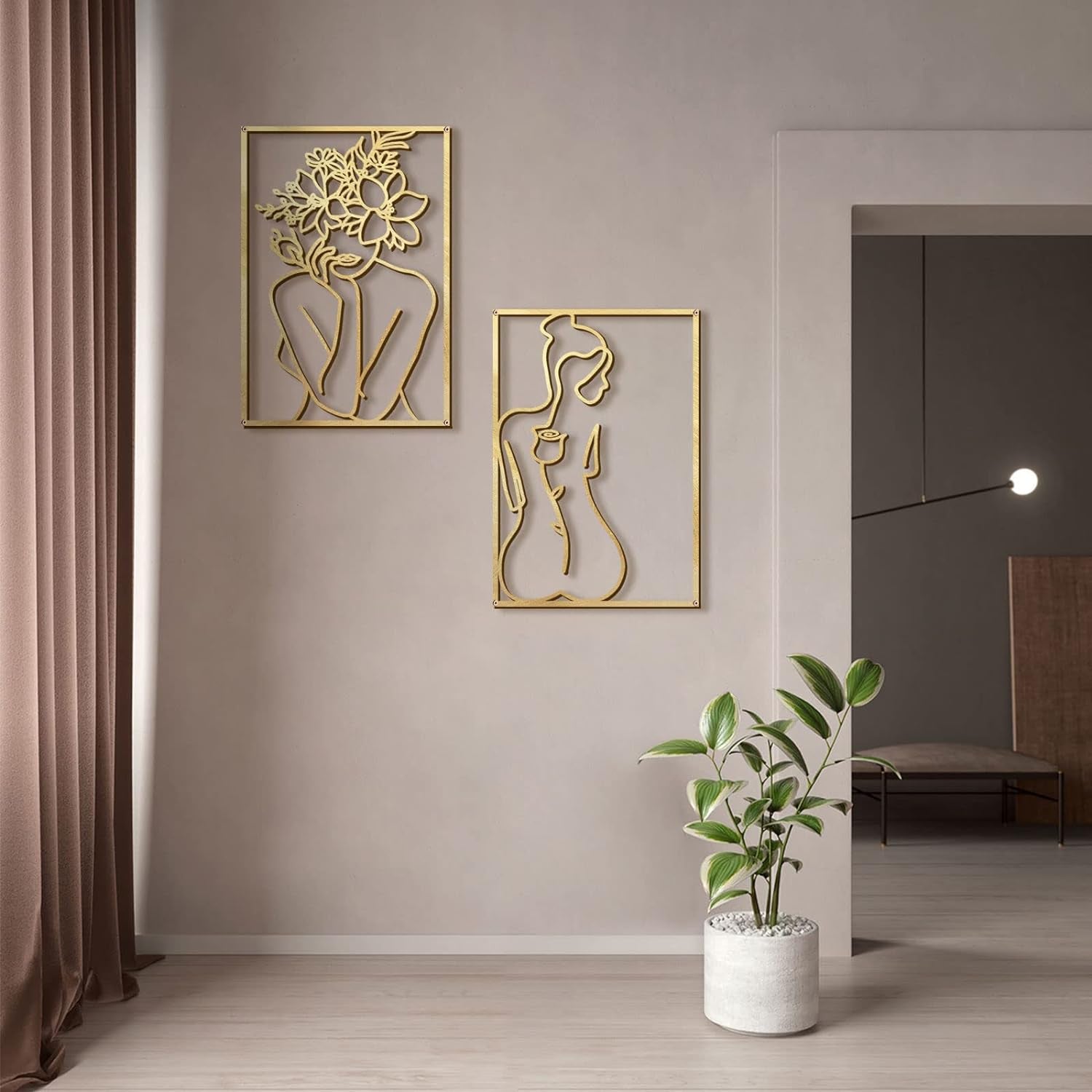4 Pack Gold Wall Art Décor, (Gold Classic Style, M Size 17 X 11.8'')
