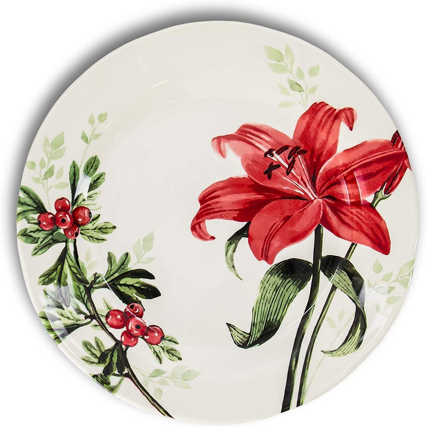 Tudor Royal 12-Piece round Porcelain Dinnerware Set, Service for 4, Rosemary, Summer Flowers