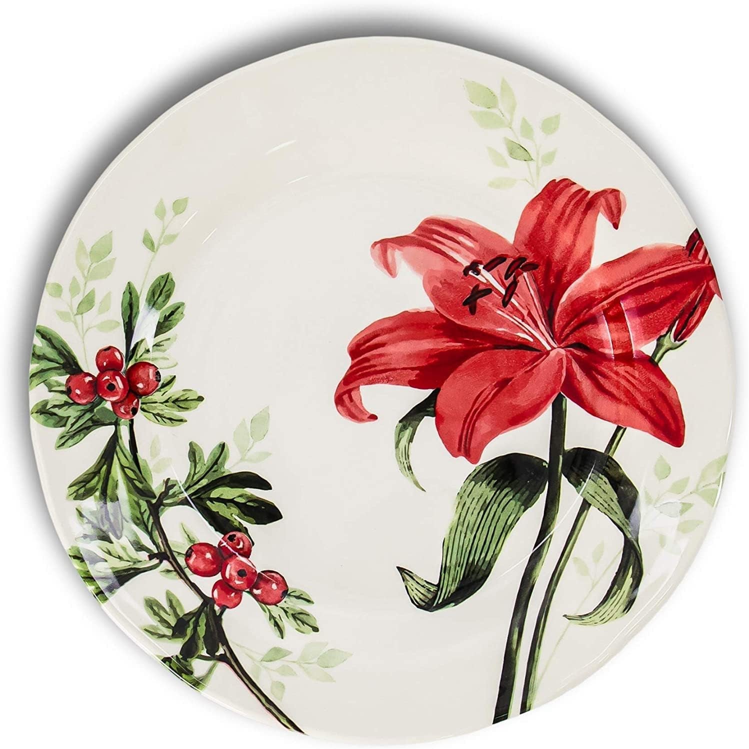 Tudor Royal 12-Piece round Porcelain Dinnerware Set, Service for 4, Rosemary, Summer Flowers
