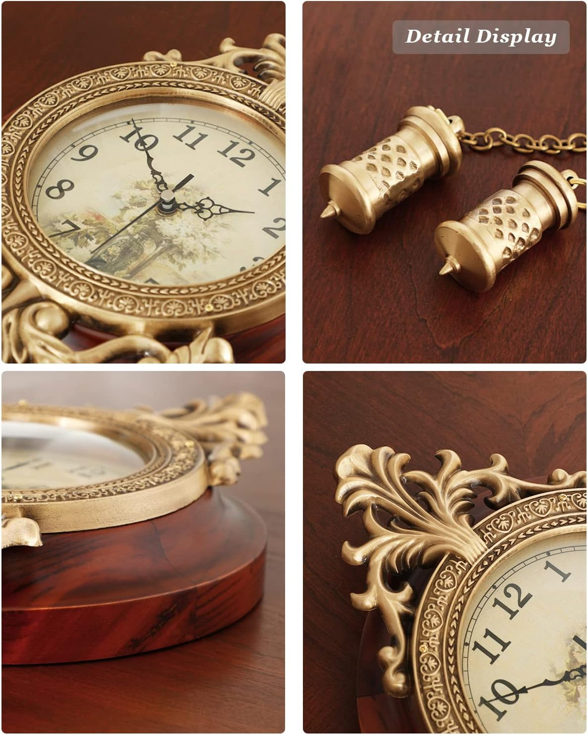 Dia 9-Inch Retro Style Vintage Wood Indoor Wall Clock (Requires 2 AA Batteries)