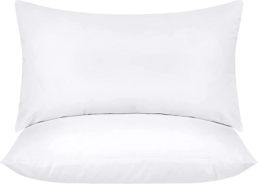 Throw Pillows Insert (Pack of 2, White) - 12 X 20 Inches Bed and Couch Pillows - Indoor Decorative Pillows