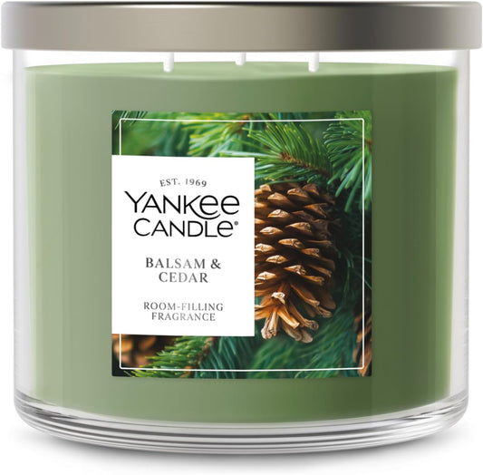 3 Wick Candle Jar, Soy Wax Blend for Consistent Long-Lasting Scent, Balsam & Cedar