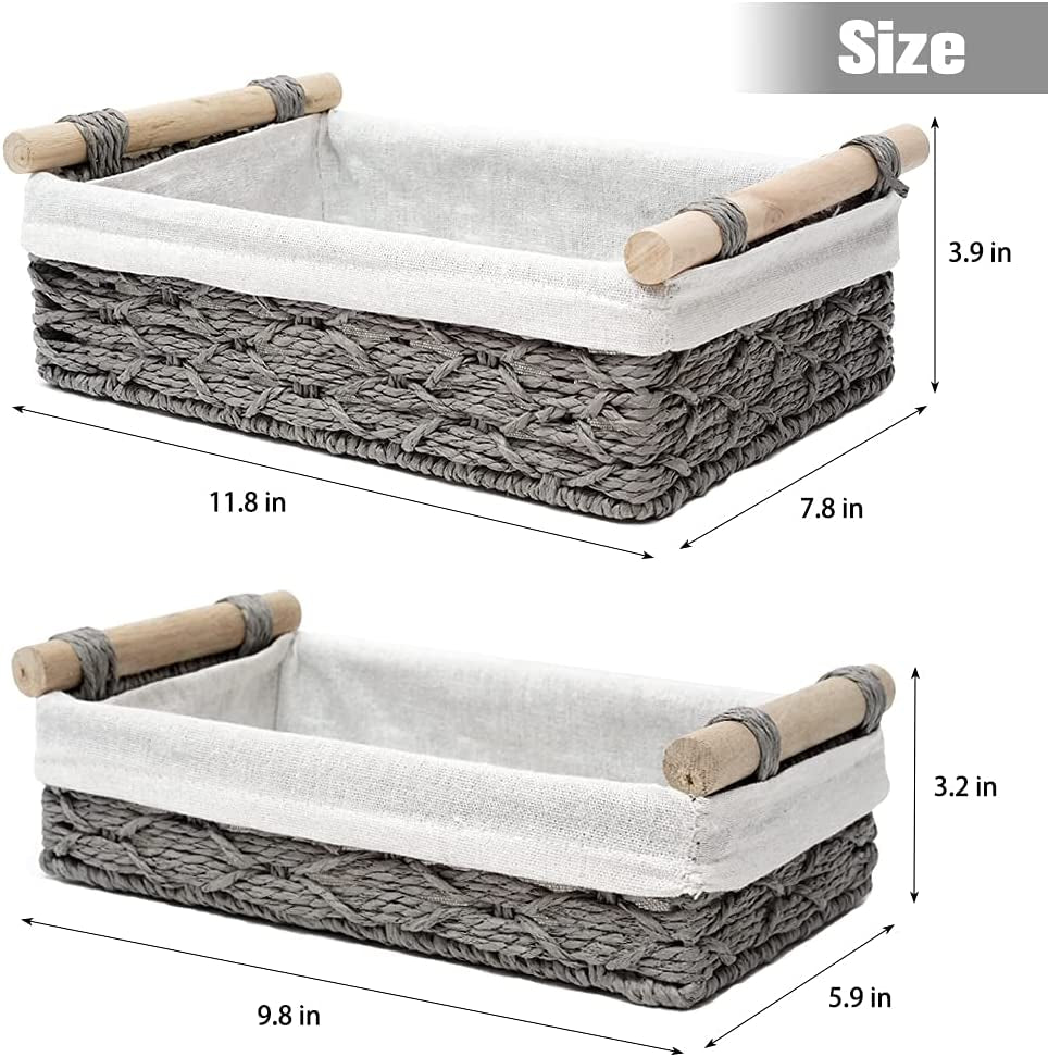 Toilet Paper Storage Basket for Toilet Tank Top (Set of 2,Grey)