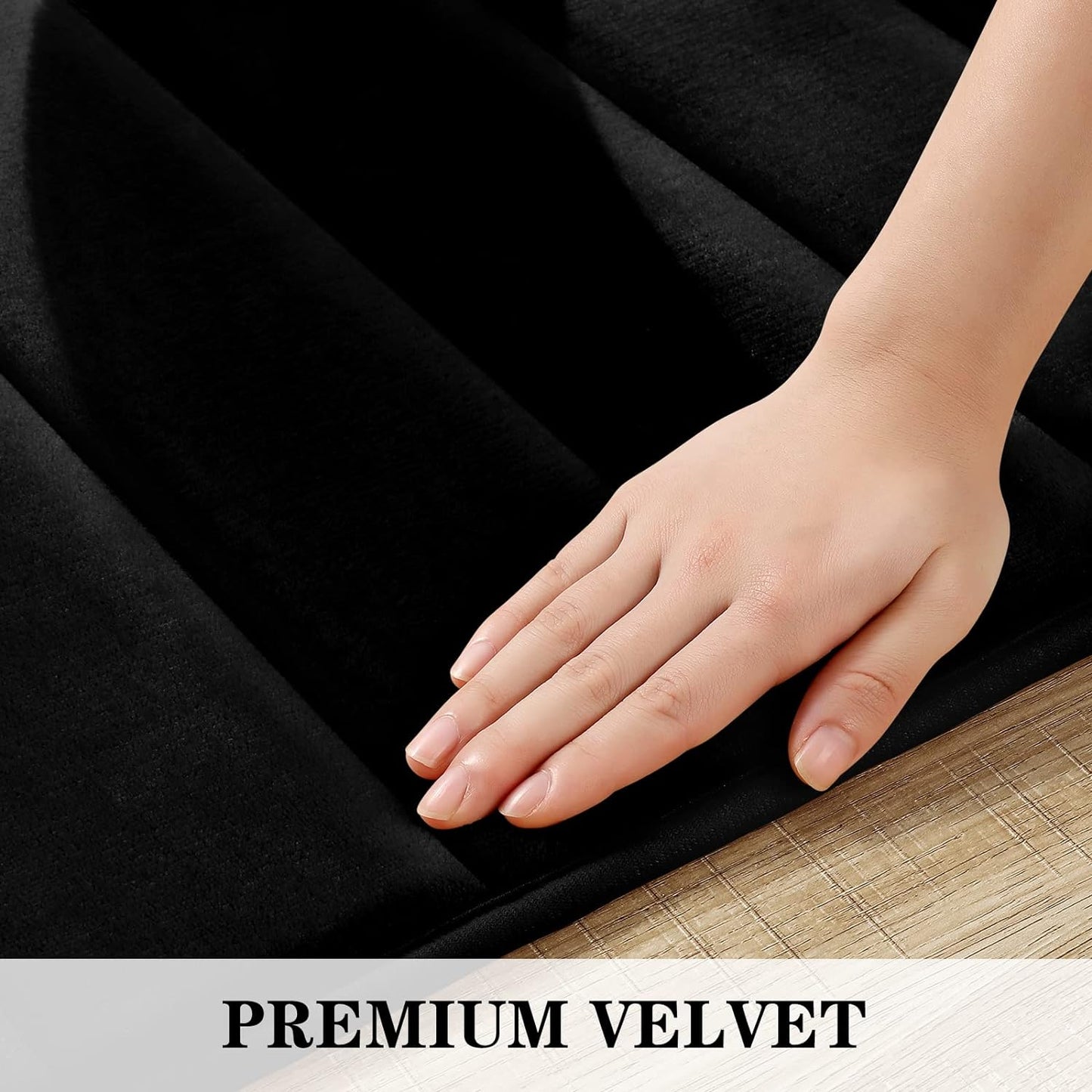 Black Memory Foam Bathroom Rug Set 3 Piece