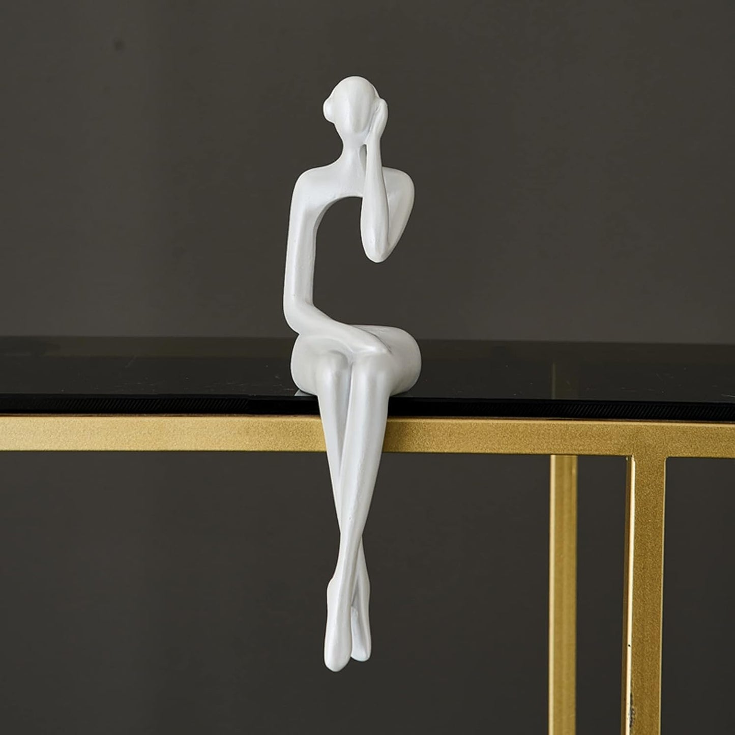White Decor Statue Abstract Resin Sculpture Ornament Art Figurine Modern Home Décor Accents Office Decor Bookshelf Decor TV Stand Table Decorations for Living Room