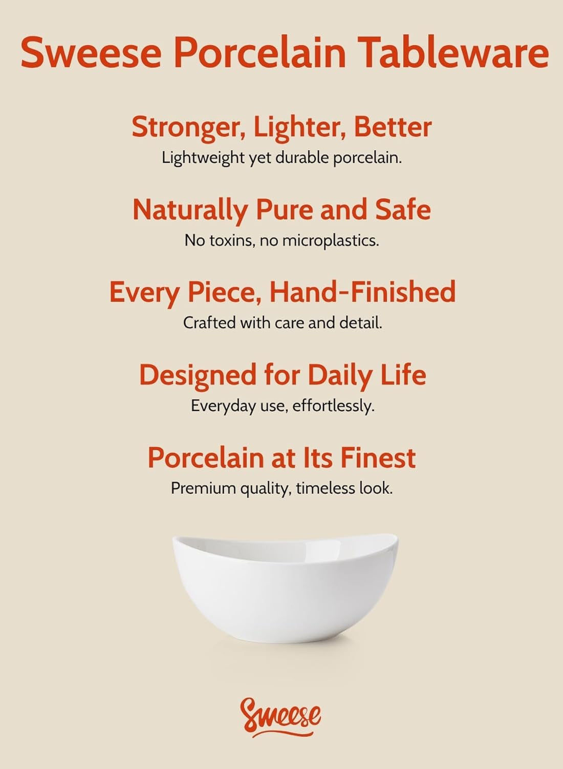 42Oz Porcelain Serving Bowls - Set of 4, 8-Inch White Bowls