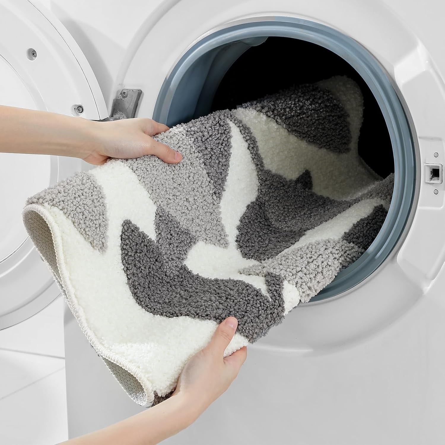 Grey Bathroom Rug Set, Non-Slip Strong Water Absorbent Plush Microfiber Bathmat Set, (18"X26"+20"X32")