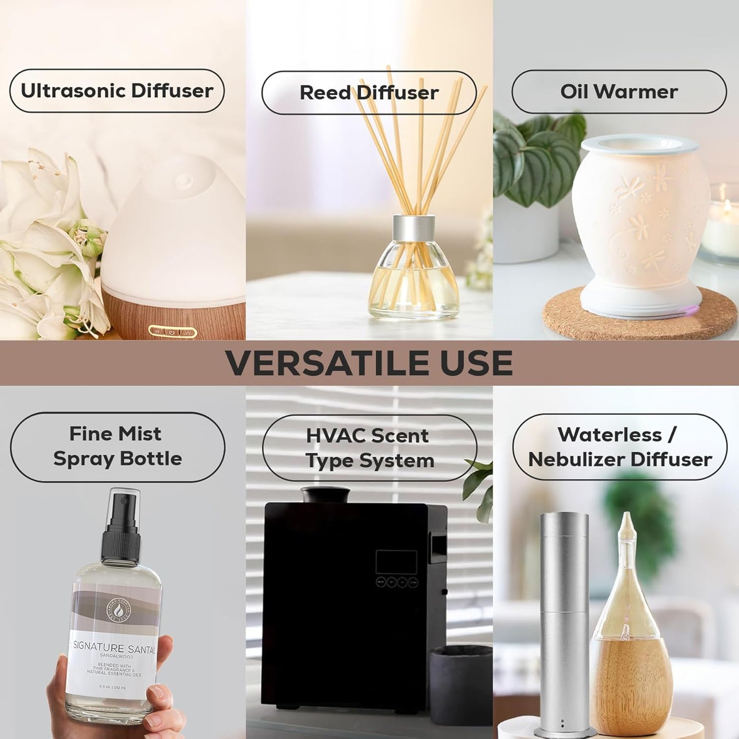 Signature Santal Diffuser Oil - Sandalwood Scented Oil (8.5 Fl. Oz)