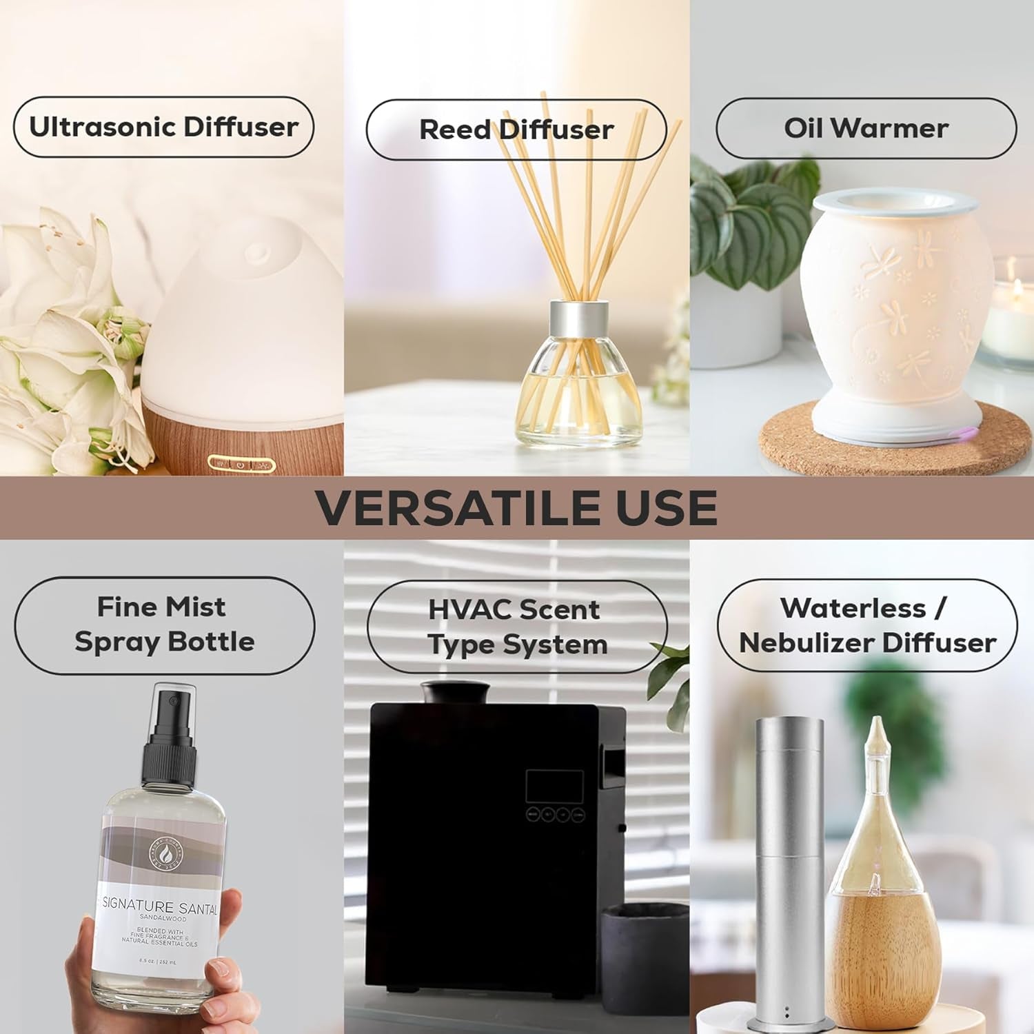 Signature Santal Diffuser Oil - Sandalwood Scented Oil (8.5 Fl. Oz)