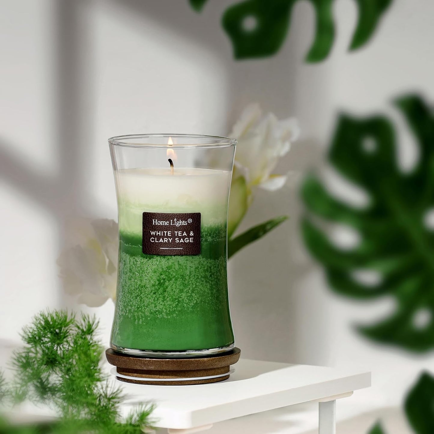 Homelights 3-Layer Candles for Home Scented, 21.52 OZ, Large Jar, White Tea & Clary Sage
