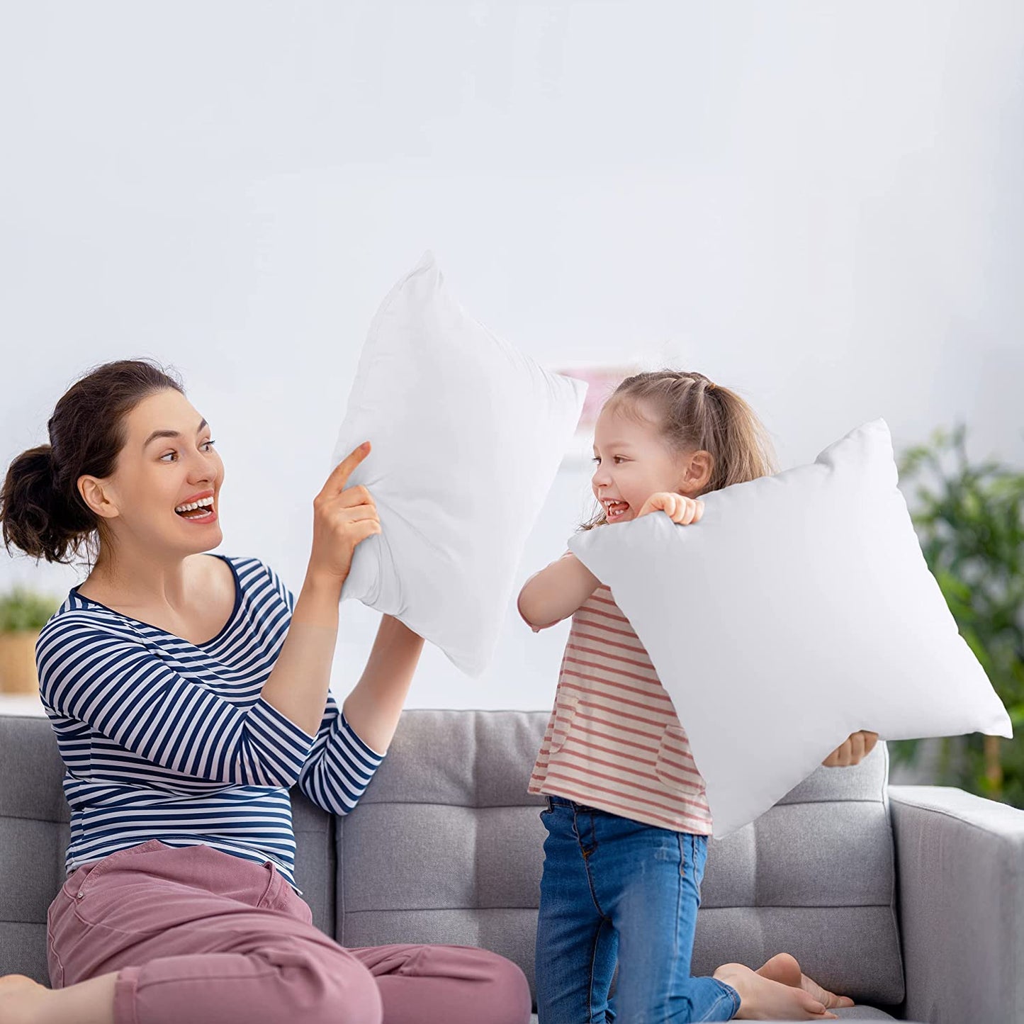 Throw Pillows Insert (Pack of 2, White) - 18 X 18 Inches Bed and Couch Pillows - Indoor Decorative Pillows