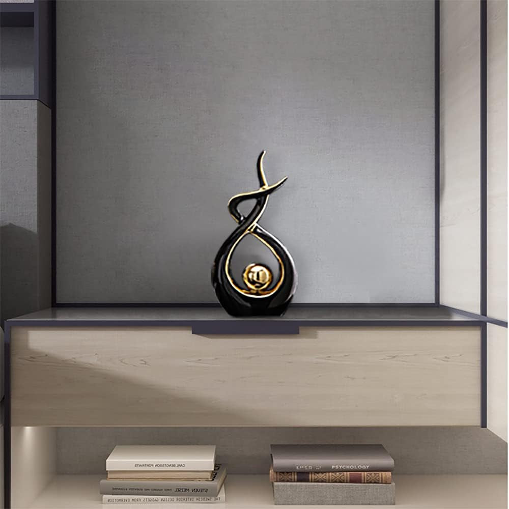 Home Decor Modern Abstract Art Ceramic Statue (Black and Gold)