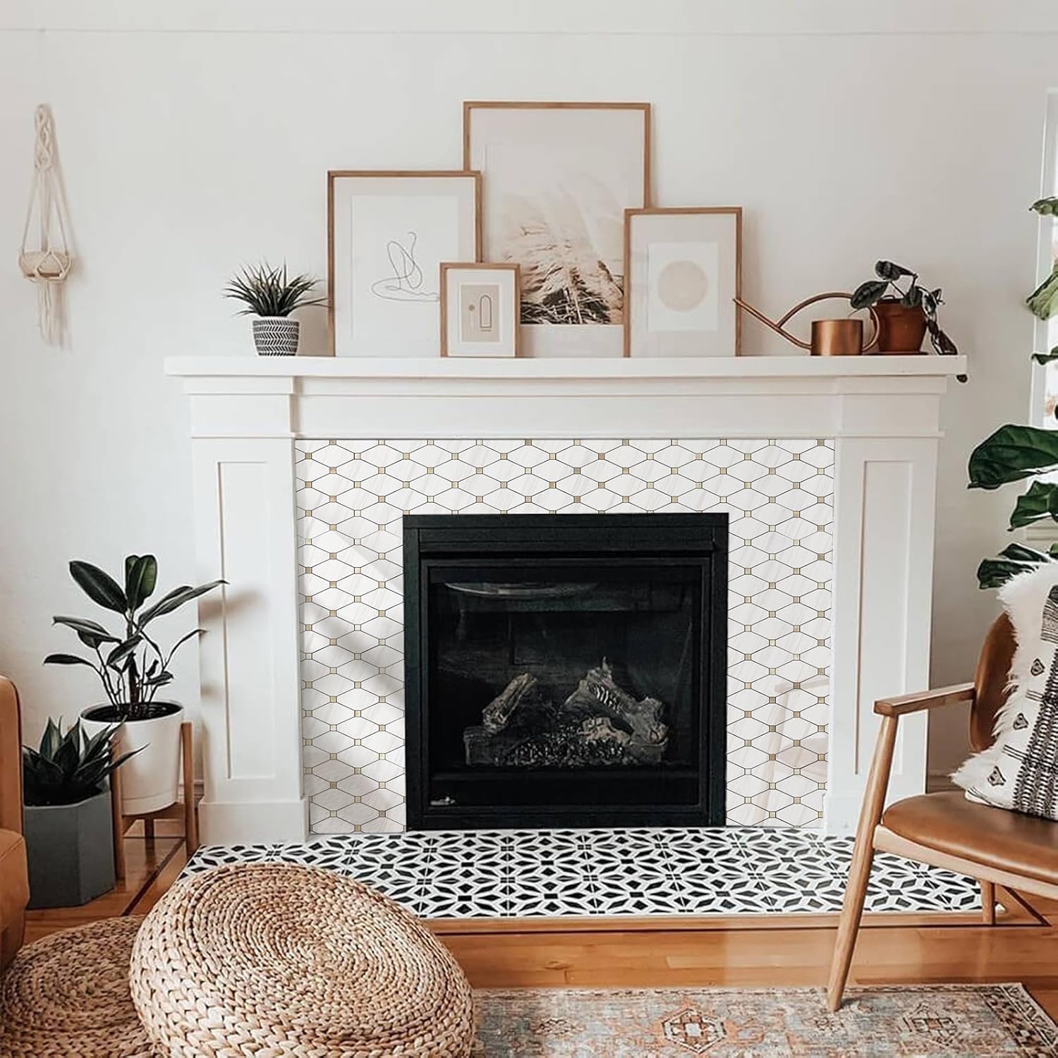 Peel and Stick Wall Tiles, Polished Dolomite PVC Mixed Metal Gold Kitchen Backsplash, Stick on Wall Tiles, 10 Sheets