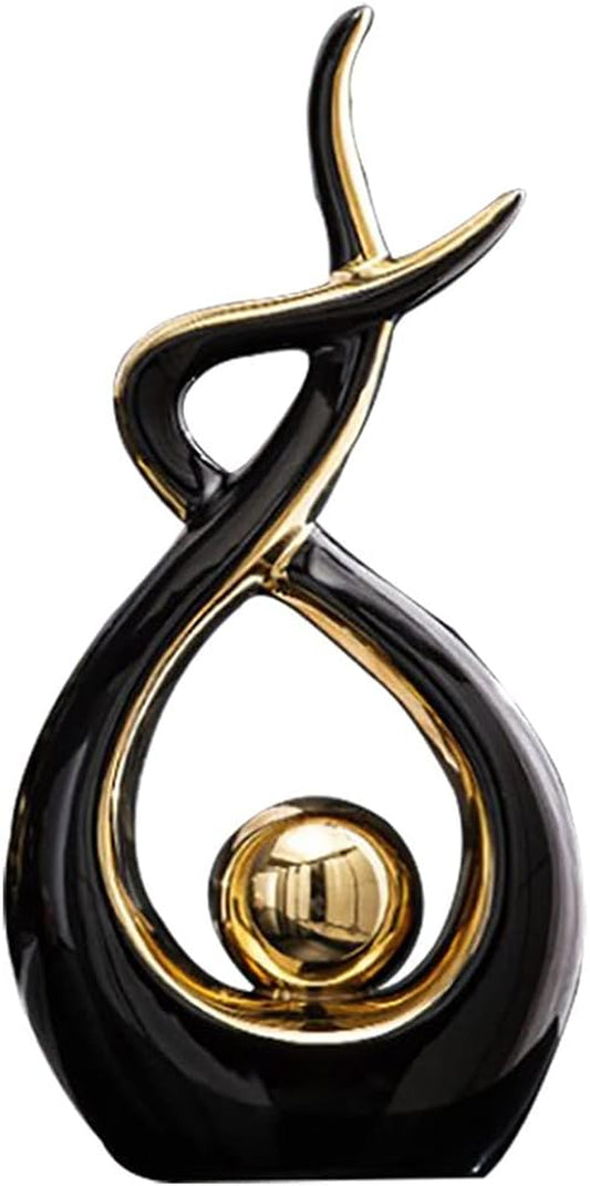 Home Decor Modern Abstract Art Ceramic Statue (Black and Gold)