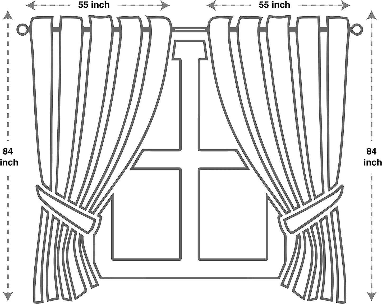 Jacquard Luxury Window 2 Panel Set Navy Curtain with Attached Valance and Backing, 55X84 Inches