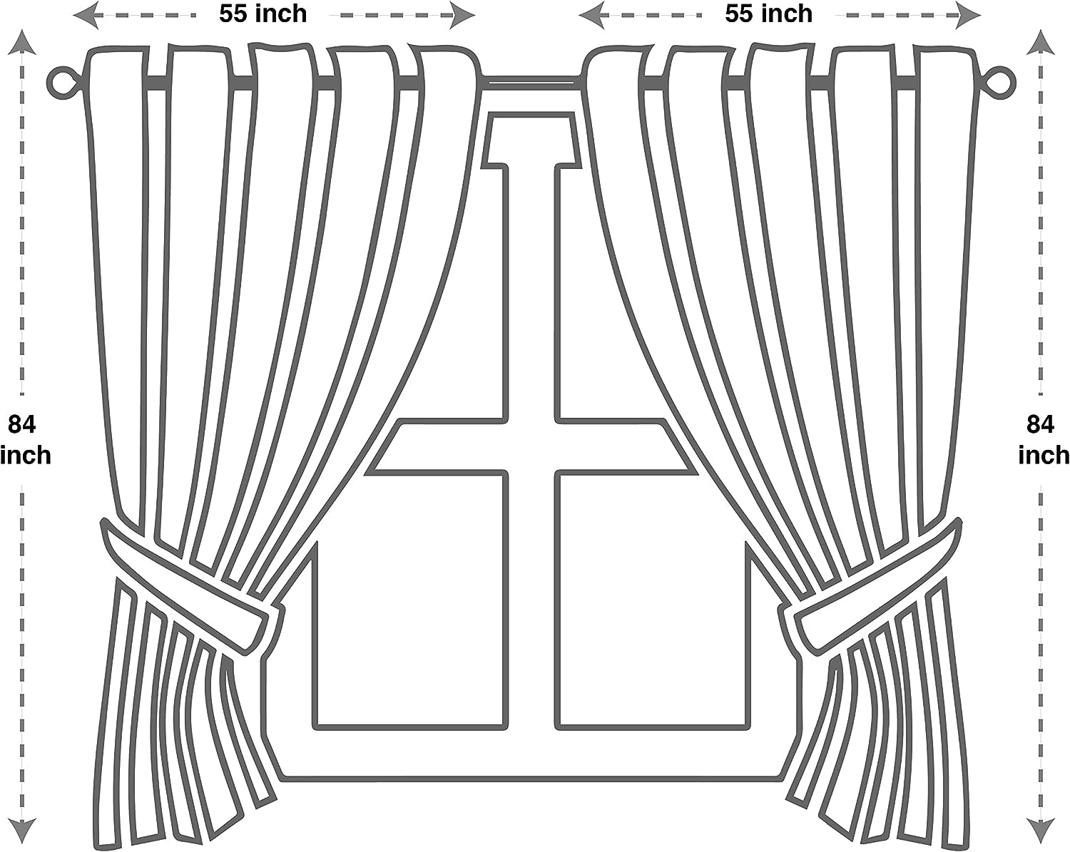 Jacquard Luxury Window 2 Panel Set Navy Curtain with Attached Valance and Backing, 55X84 Inches