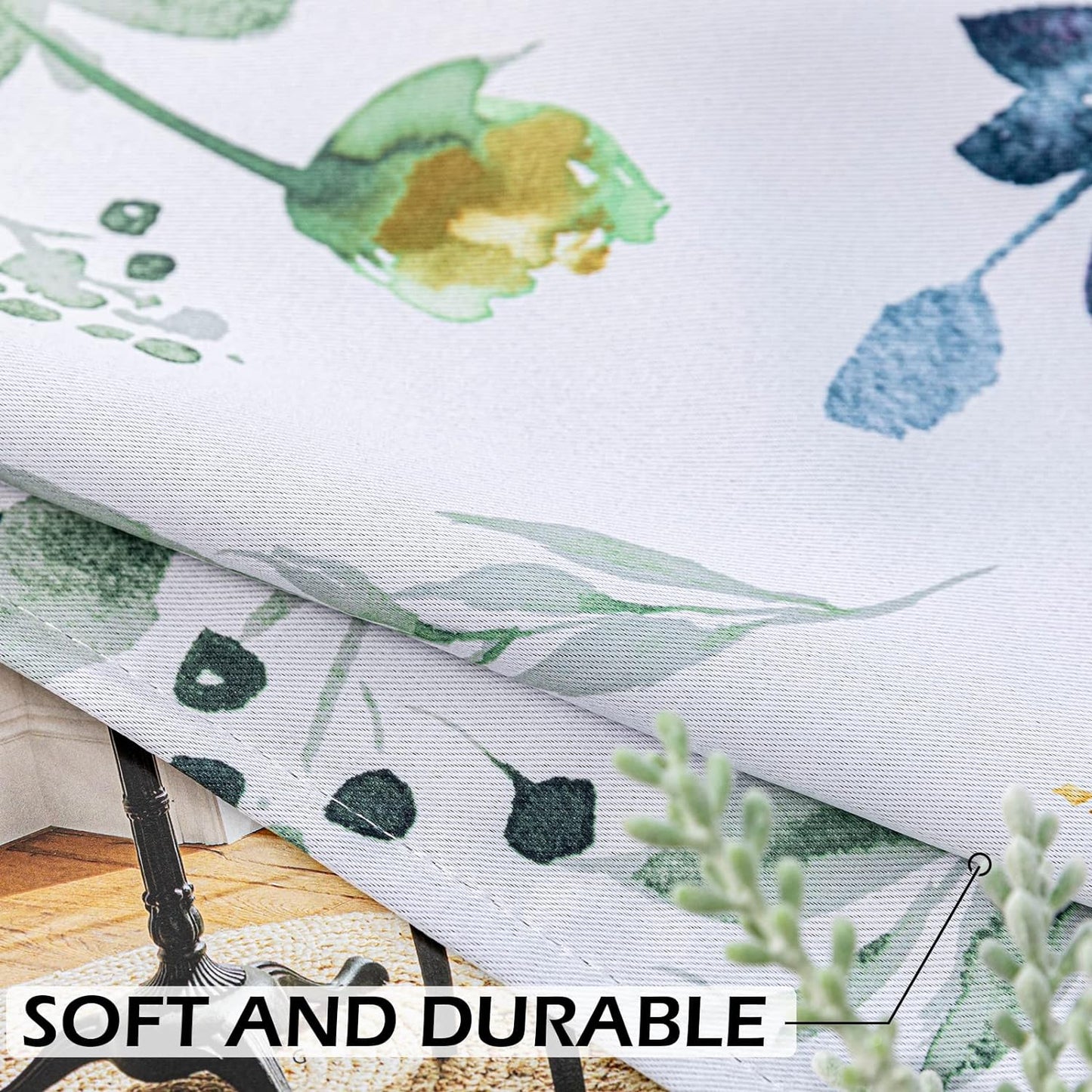 Floral Curtains 84 Inches Long Living Room Curtains Room Darkening Curtains Thermal Insulated, 2 Panels, Yellow and Blue