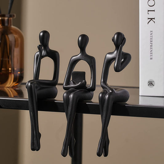 Black Decor Statue Abstract Resin Sculpture Ornament Art Figurine Modern Home Décor Accents Office Decor Bookshelf Decor TV Stand Table Decorations for Living Room