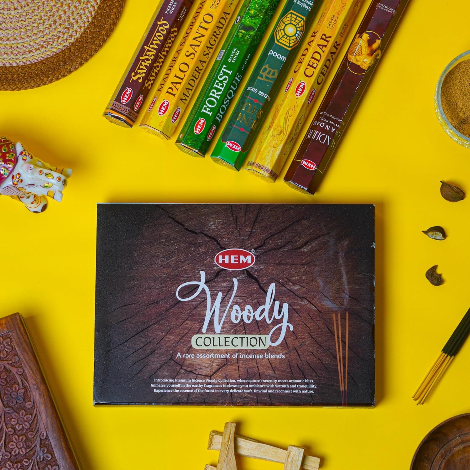 Woody Series Premium Incense Sticks Combo | Sandalwood, Palo Santo, Forest, Feng Shui, Cedar & Madhur Chandan | 120 Sticks