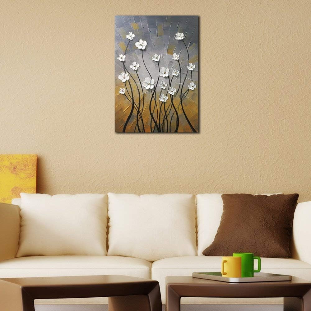 Hand Painted Floral Oil Paintings, Modern Stretched and Framed Grace Abstract Flowers, 20X28inch
