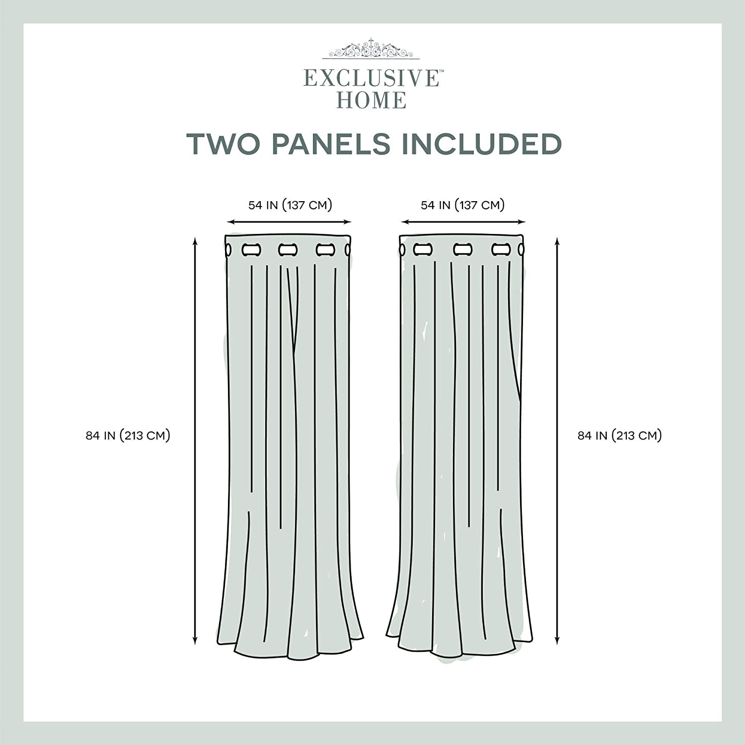 Exclusive Home Modo Metallic Geometric Grommet Top Curtain Panel Pair, 54X84, Winter White, 2 Count