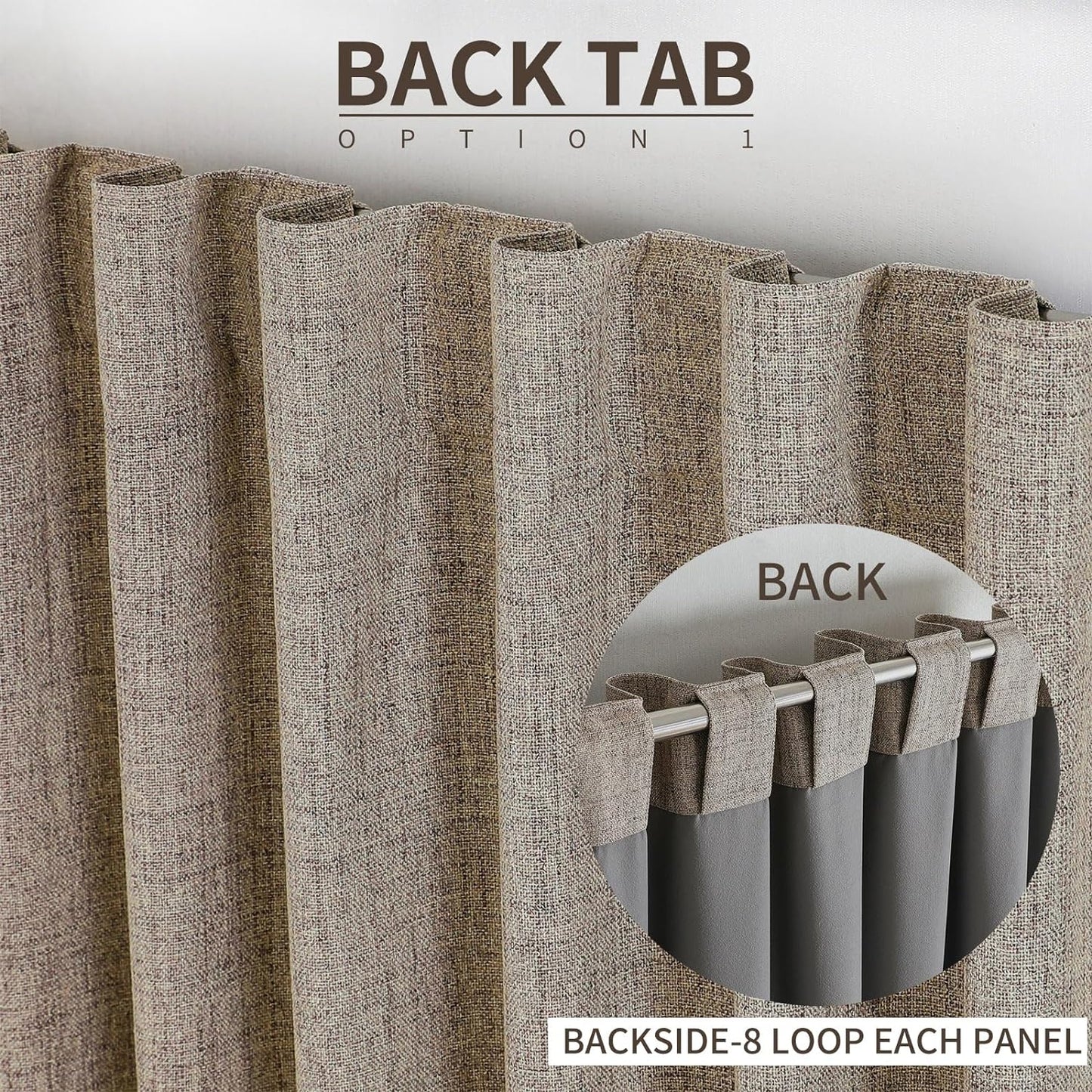 Natural Linen Curtains 2 Panels Set100% Blackout Thermal Insulated (52X84 Inch,Linen)