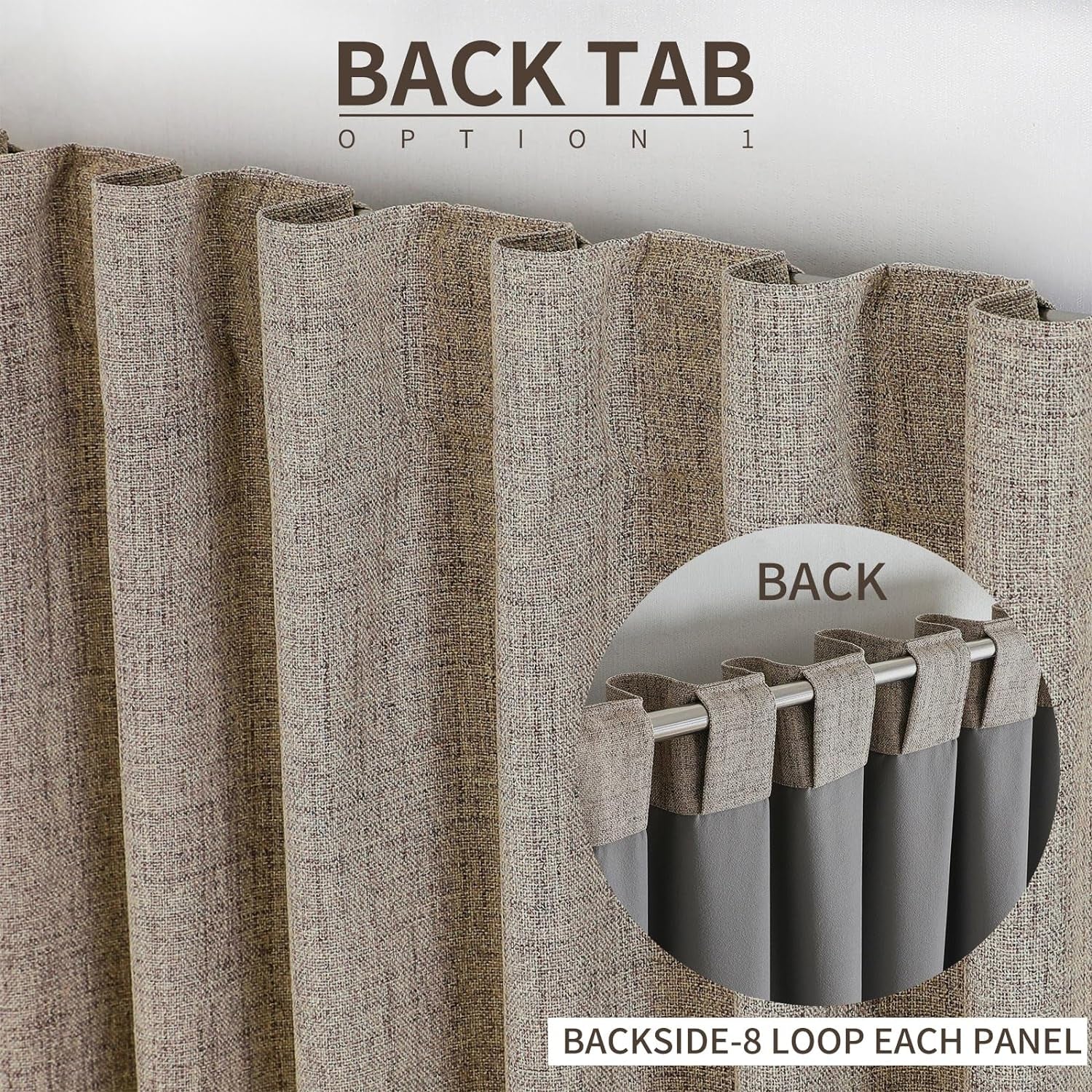 Natural Linen Curtains 2 Panels Set100% Blackout Thermal Insulated (52X84 Inch,Linen)