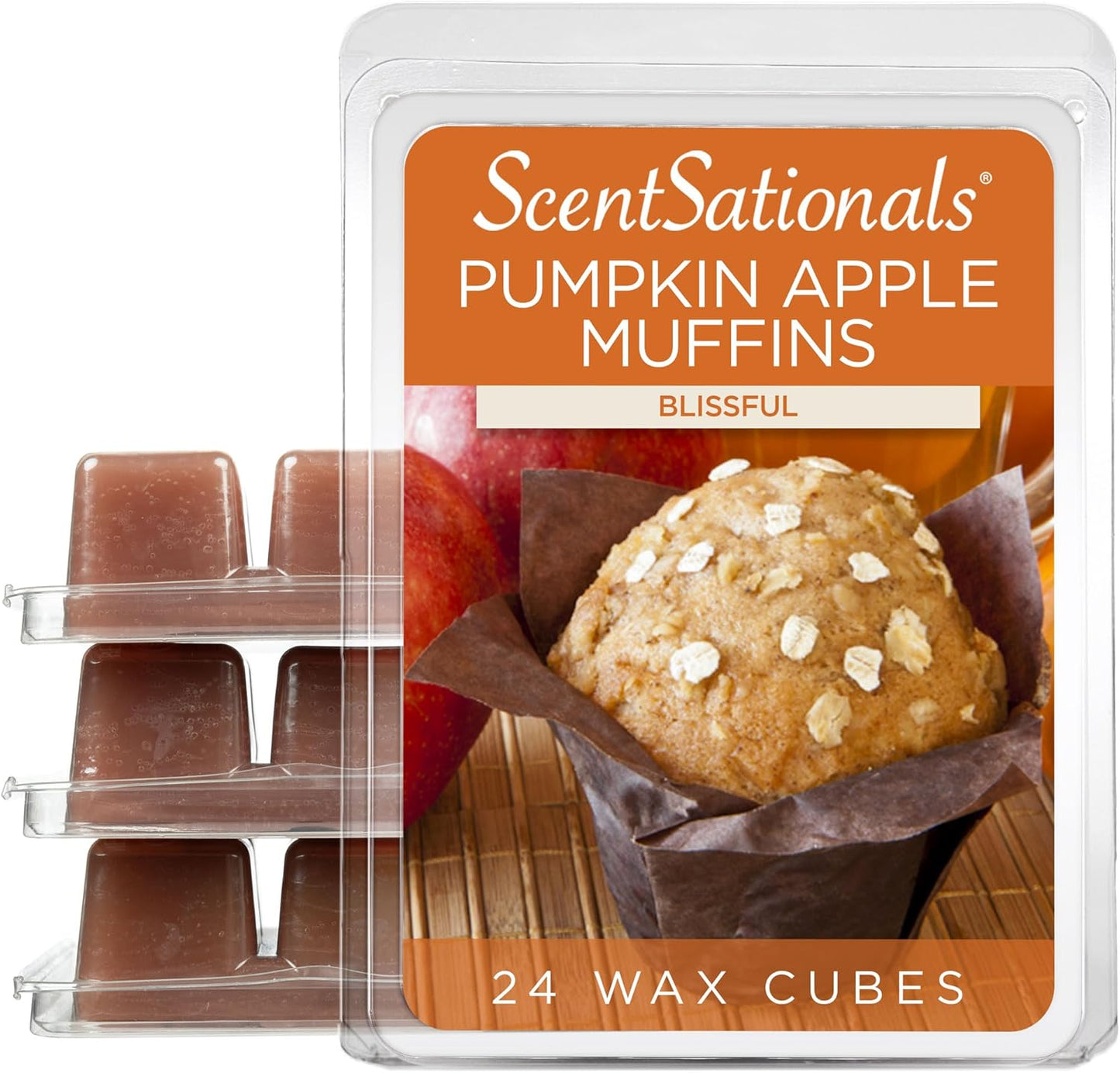Wax Melts, Wax Cubes Strong Scent - Pumpkin Apple Muffins - Long Lasting Scented for Warmer, 10Oz (24-Cubes)