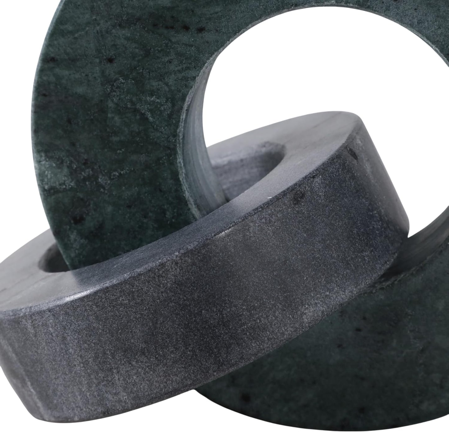 Marble Double Ring Home Decor - Modern Shelf Sculpture and Office Accents for Room Styling - 6", Green & Black