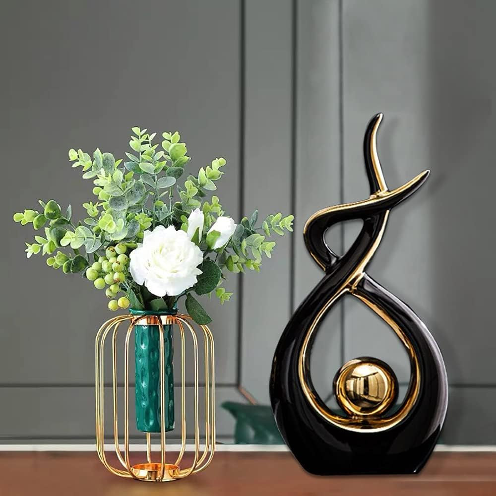 Home Decor Modern Abstract Art Ceramic Statue (Black and Gold)