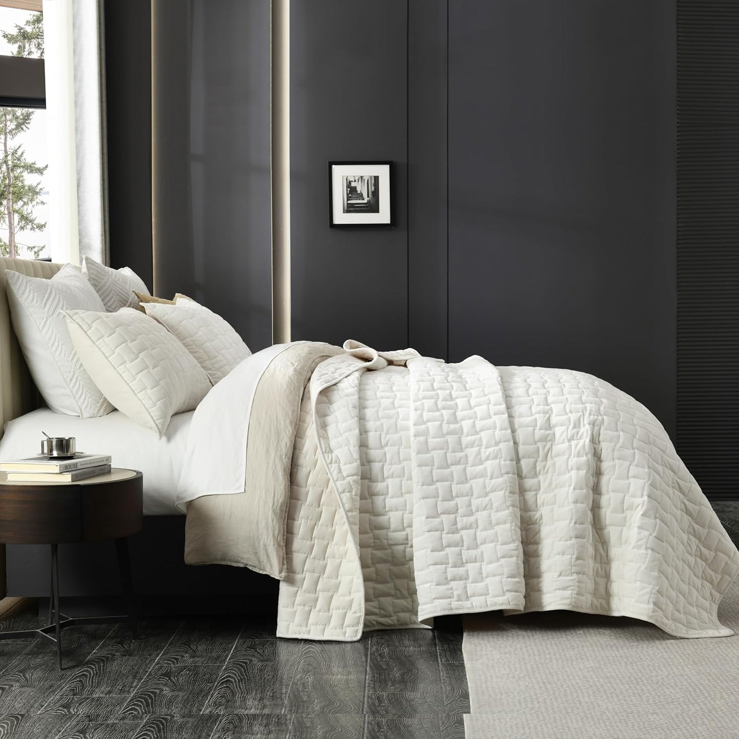 Velvet Quilt King Size - Luxury Cozy Cream White Set, Lightweight