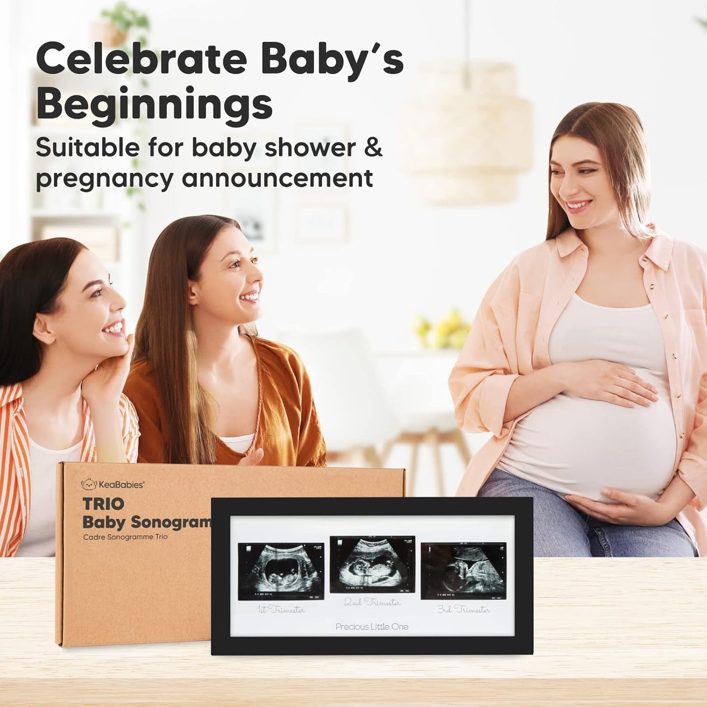 Baby Sonogram Picture Frames - Trio Ultrasound Picture Frames, First Time Mom Gift (Onyx Black)