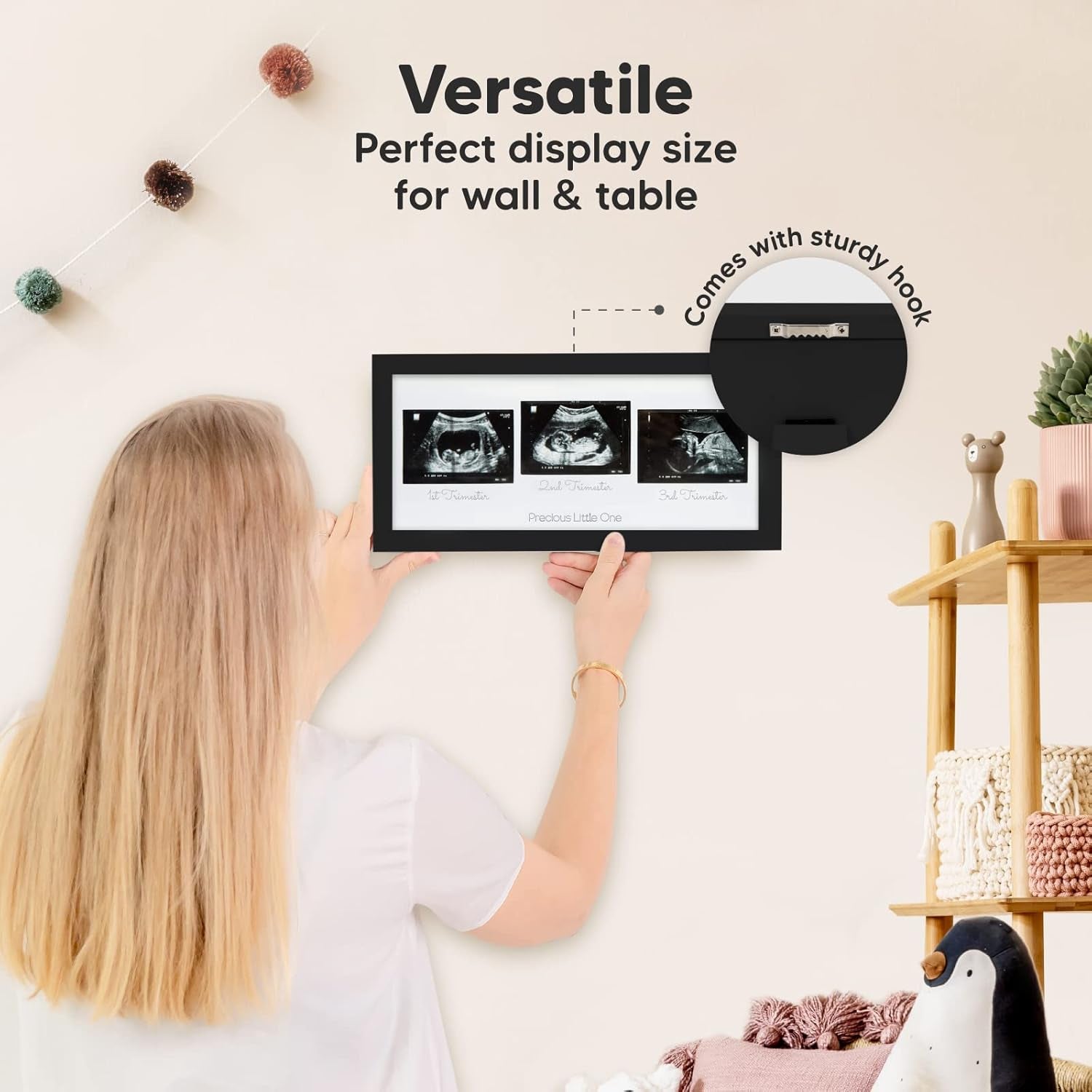 Baby Sonogram Picture Frames - Trio Ultrasound Picture Frames, First Time Mom Gift (Onyx Black)