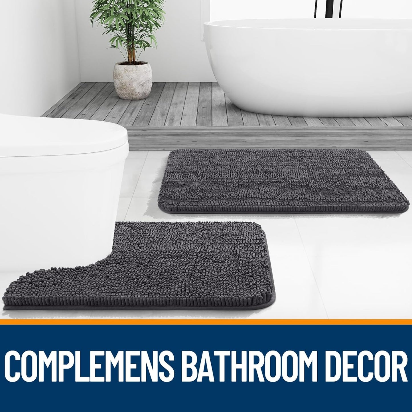 Chenille Bathroom Rugs 30X20, Extra Soft Absorbent