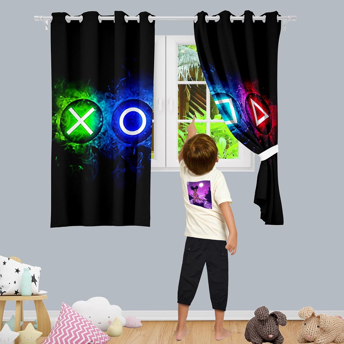 Blackout Window Gamer Curtain for Gamers, 82 in X 63 In