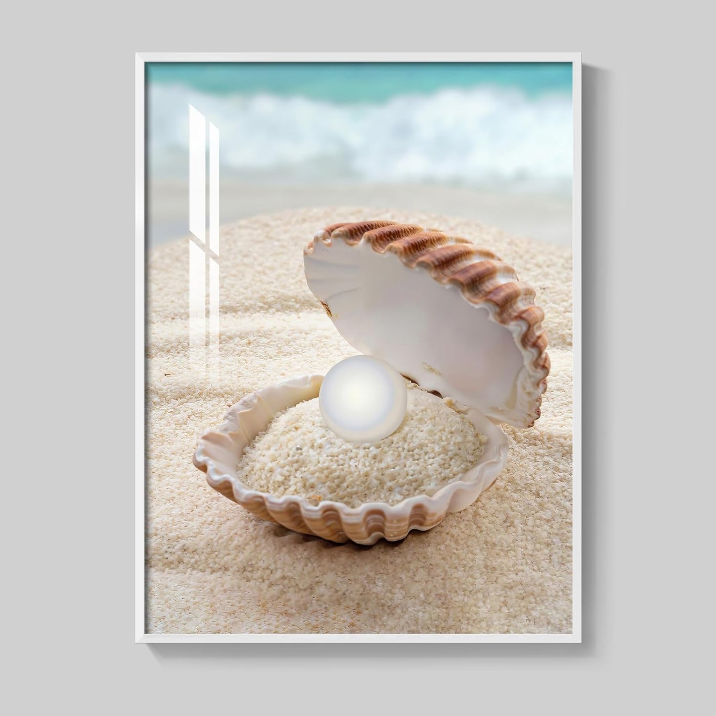 Framed Bathroom Wall Art, Modern Beach Coastal Coral Painting Print Artwork, 12X16 Inch