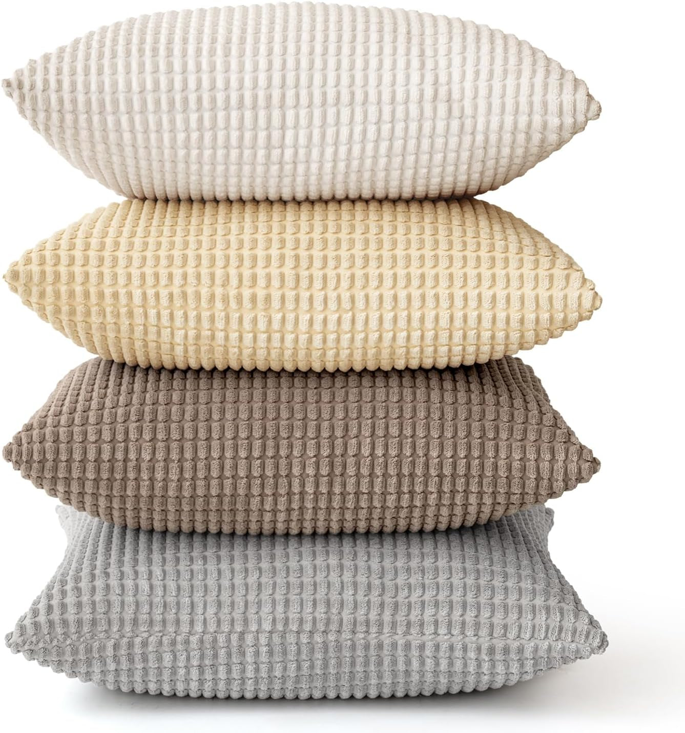 Neutral Harmony Decorative Pillow Covers 20X20 Inch Set of 4