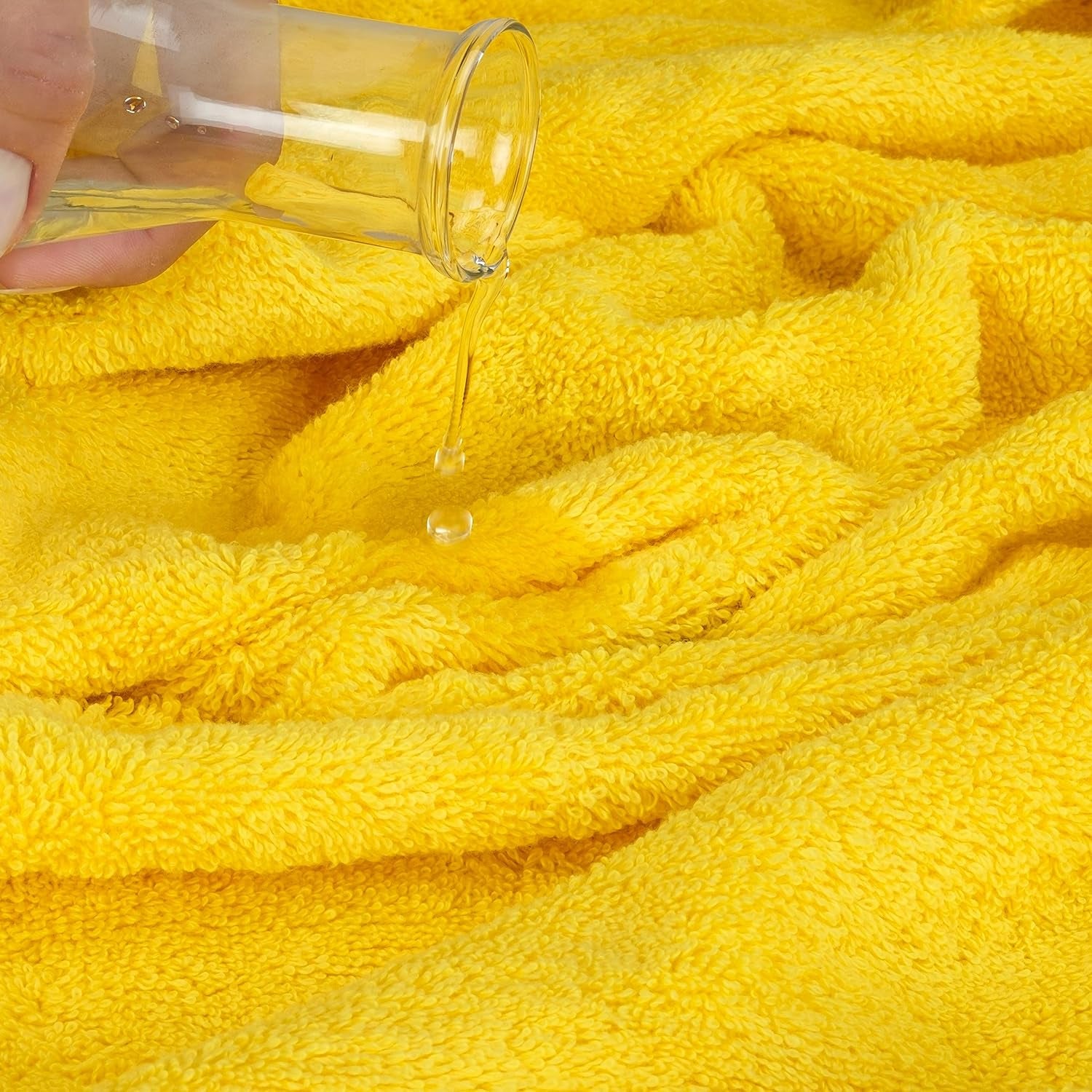 6 Piece Towel Set, 100% Cotton Soft Absorbent Turkish Towels, Yellow Towel Set