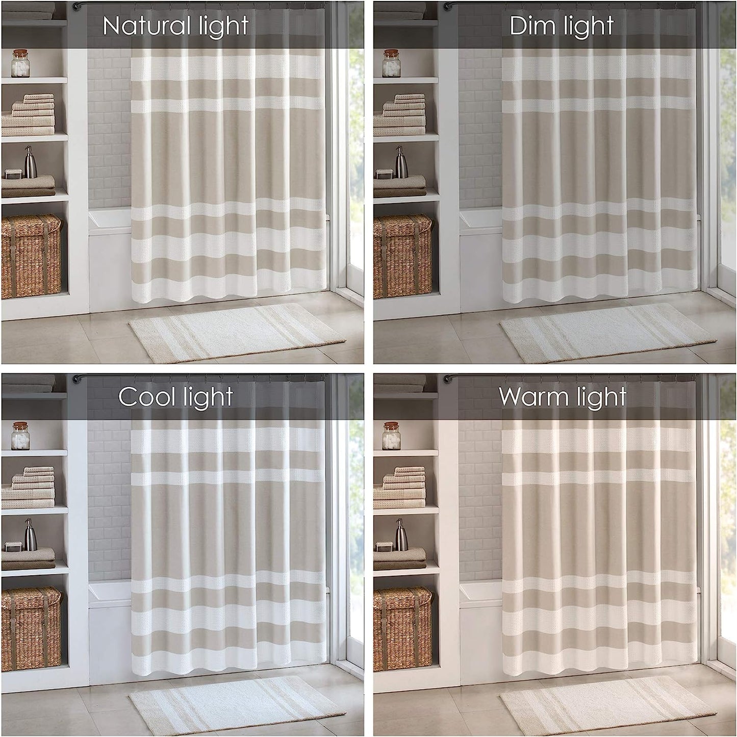 Shower Curtain, Waffle Weave, Standard 72"X72" Taupe