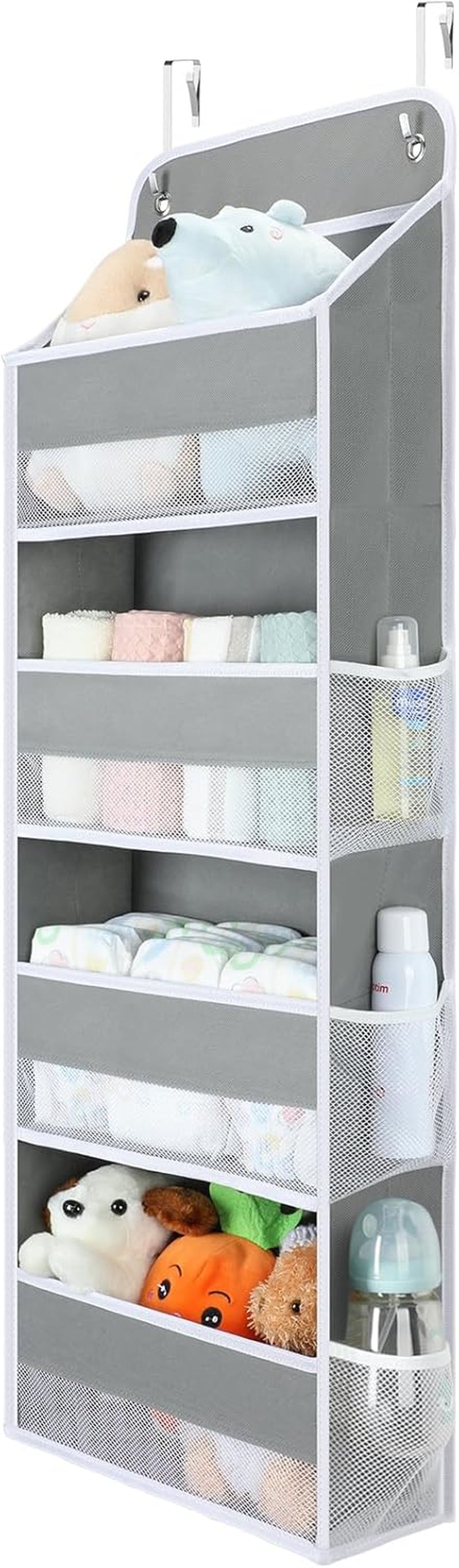 1 Pack over the Door Organizer, 35.2Lbs Load Toy Stuffed Animal Storage, Swing-Proof Hanging Bathroom Organizers and Storage for Nursery Newborn Baby Essential Stuff Dorm Room Essentials
