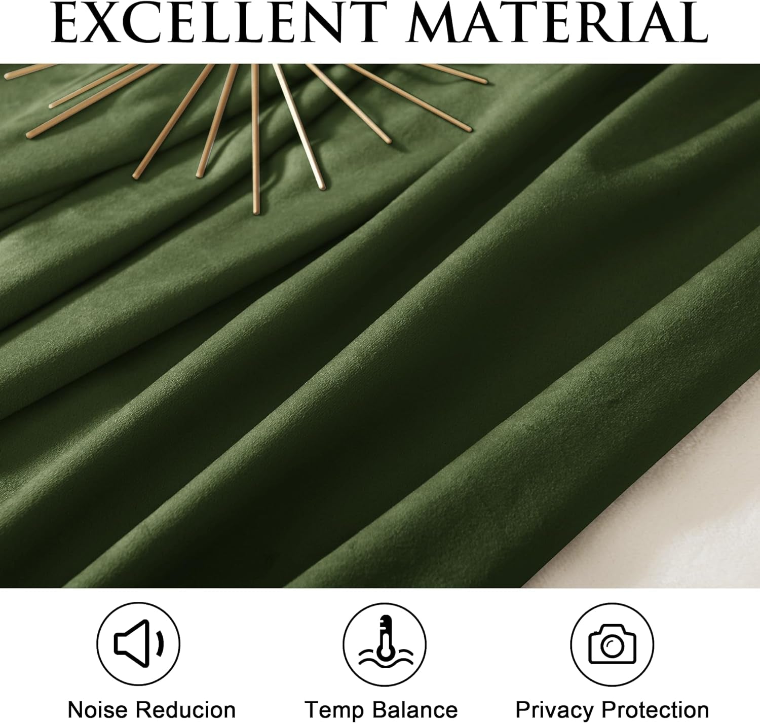 Velvet Curtains 84 Inches Blackout Curtains, Moss Green, W52 X L84 Inches, 2 Panels