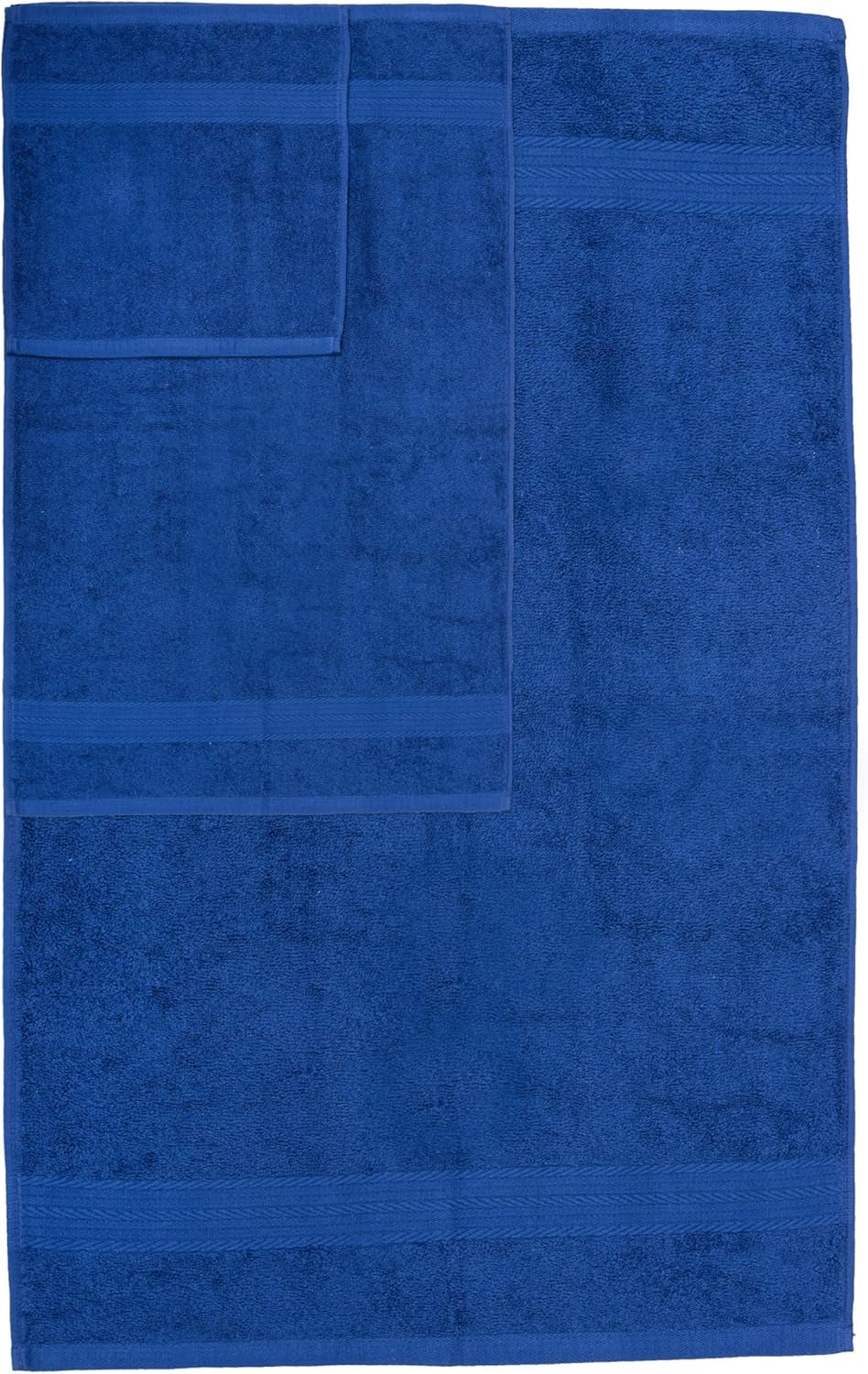 100% Cotton 6 Piece Towels Sets for Bathroom, 2 Bath Towels, 2 Hand Towels, 2 Wash Cloths - Navy Blue