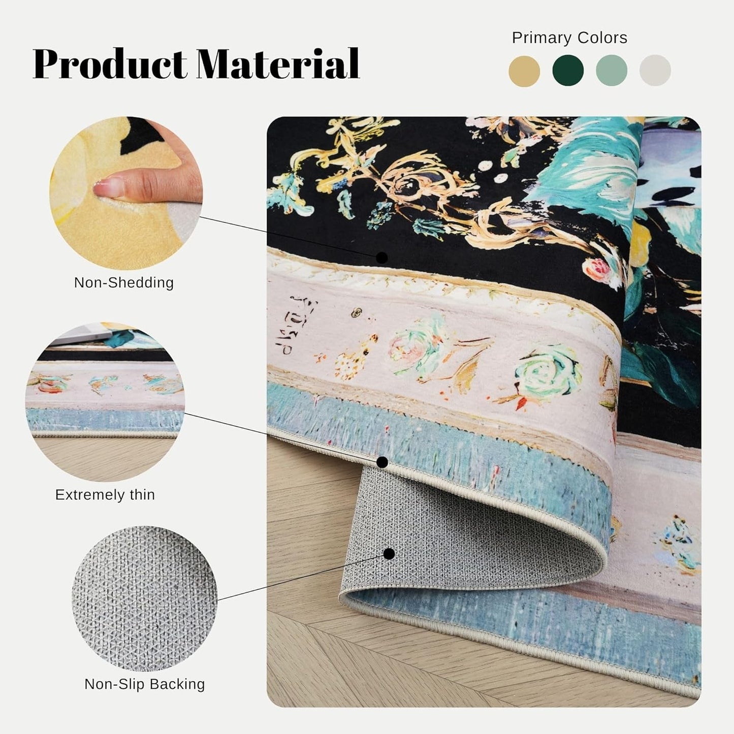 Living Room Rug 5X7 Rug Machine Washable Retro Lavish Leopard Area Rug