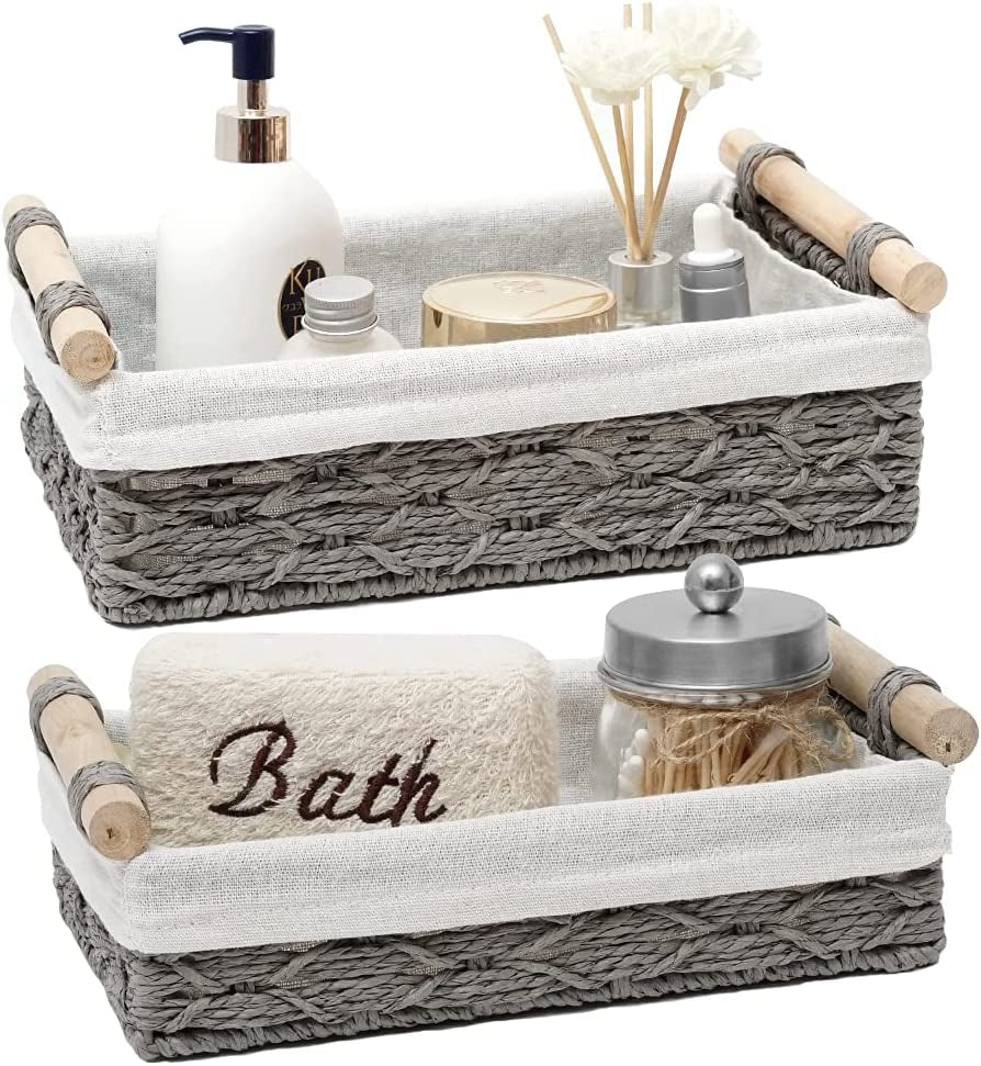 Toilet Paper Storage Basket for Toilet Tank Top (Set of 2,Grey)