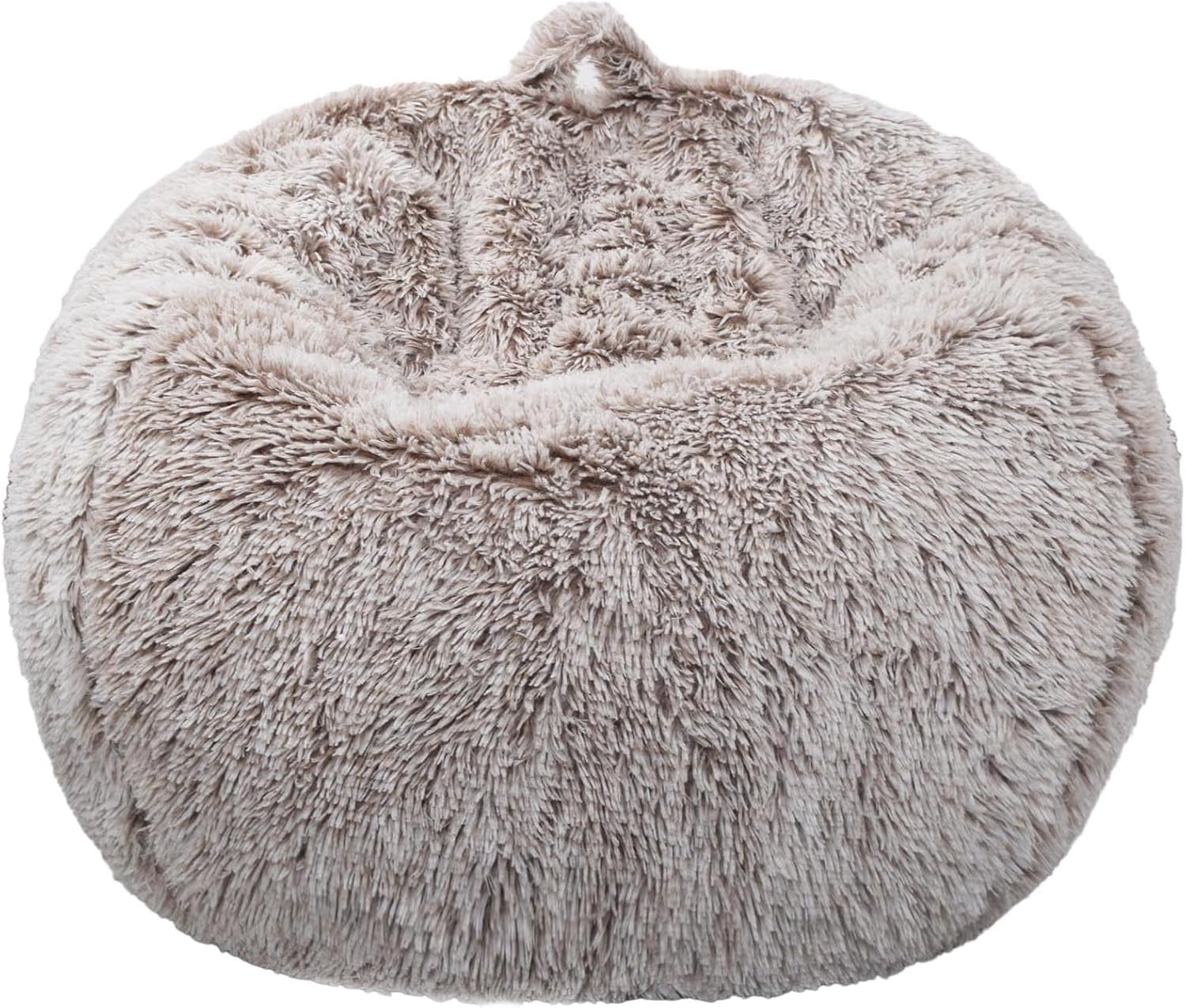 Fluffy Stuffed Animal Storage Bean Bag Chair Cover (No Filler), for Adults Teens Kids Girls, Heather Camel