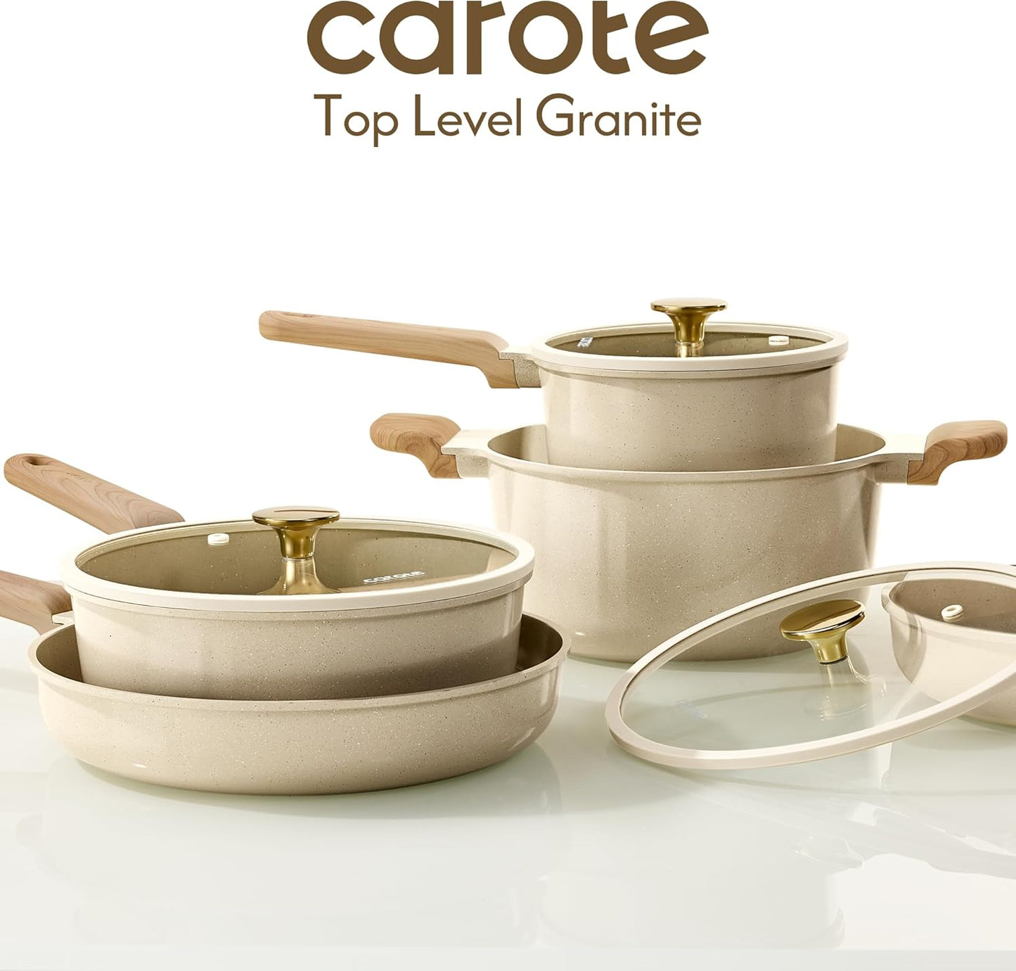 14Pcs Pots and Pans Set Non Stick, Ceramic Cookware Set, Non-Toxic Kitchen Cooking Set, PFAS and PFOA Free