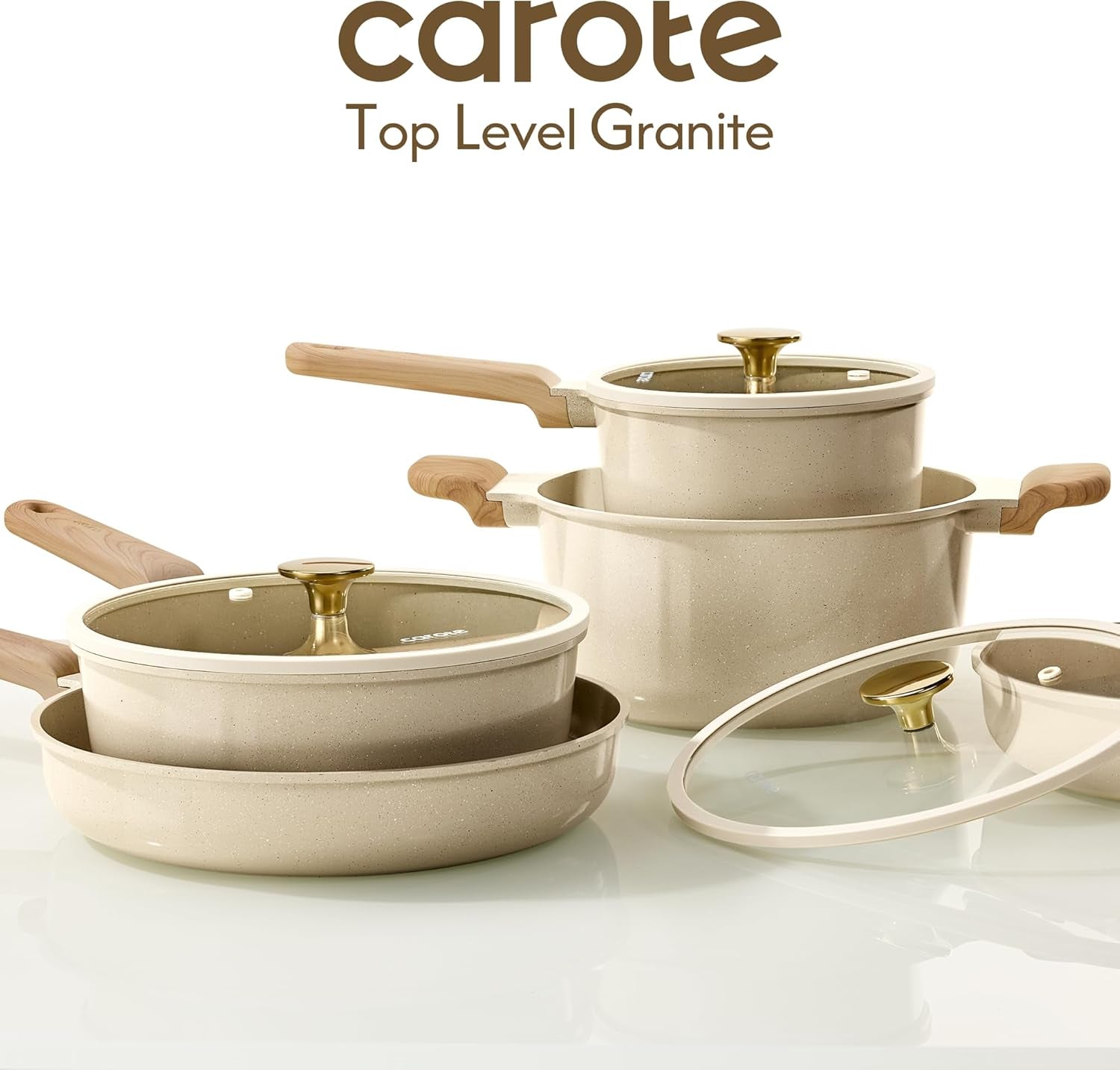14Pcs Pots and Pans Set Non Stick, Ceramic Cookware Set, Non-Toxic Kitchen Cooking Set, PFAS and PFOA Free