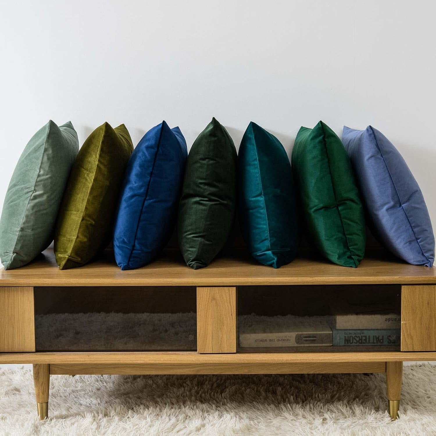Decorative Pillow Covers Set of 2 Velvet Throw Pillow Covers, Dark Green,12X20 Inch