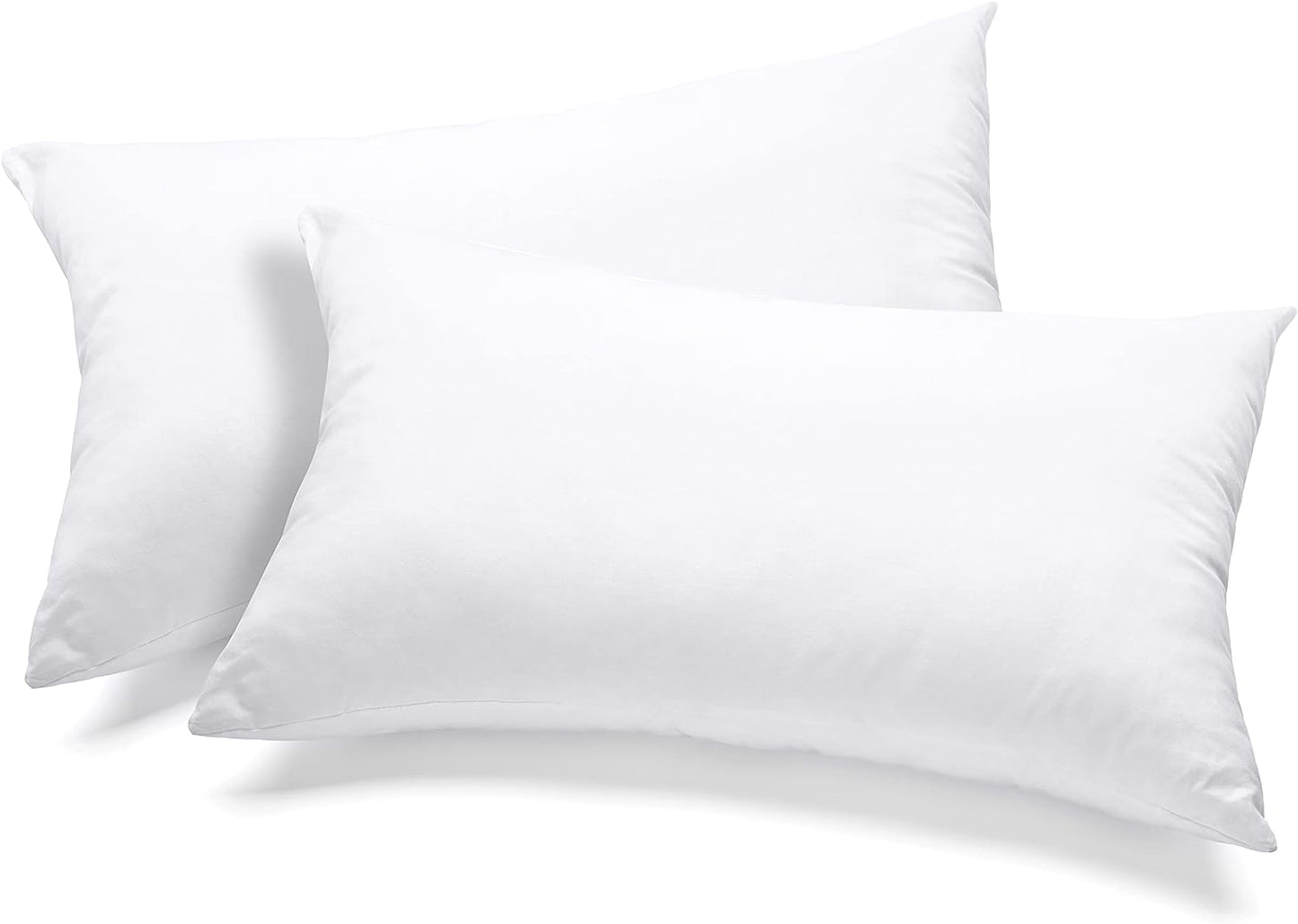 Throw Pillows Insert (Pack of 2, White) - 12 X 20 Inches Bed and Couch Pillows - Indoor Decorative Pillows