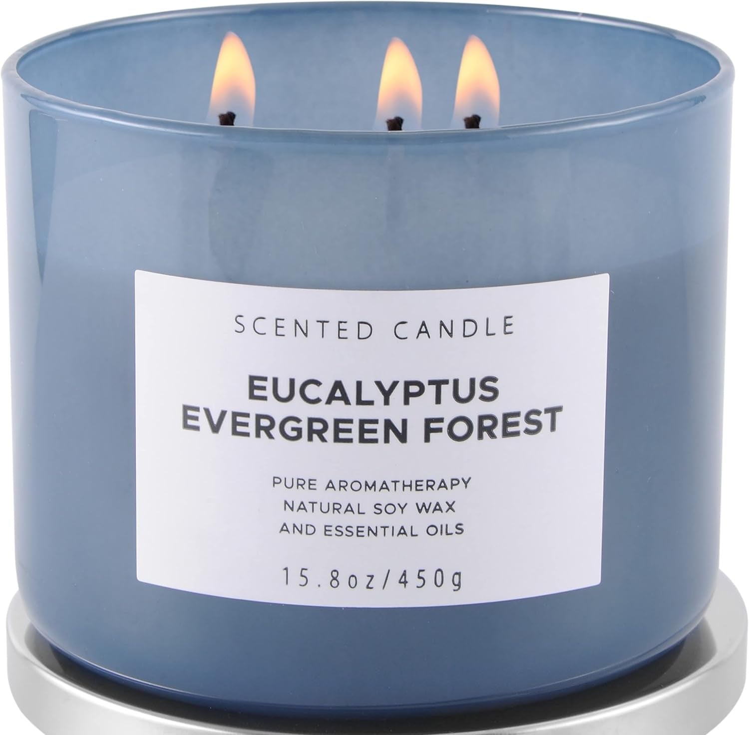 Eucalyptus Evergreen Forest Luxury 3 Wick Winter Pine Candle,15.8 Oz